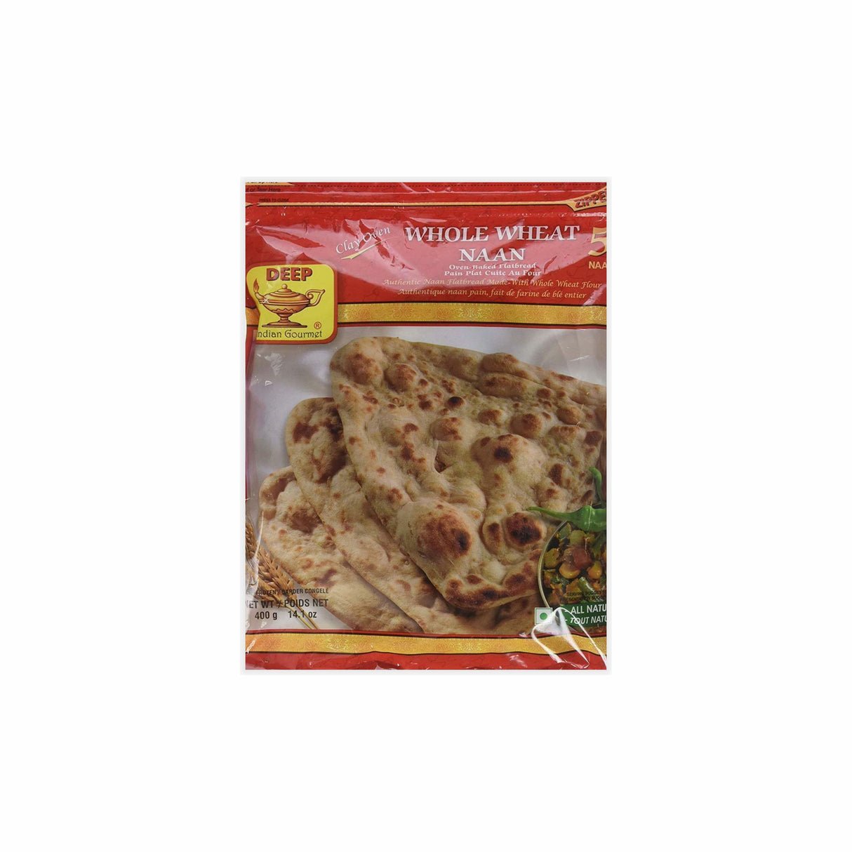 Deep Whole Wheat Naan 5pcs