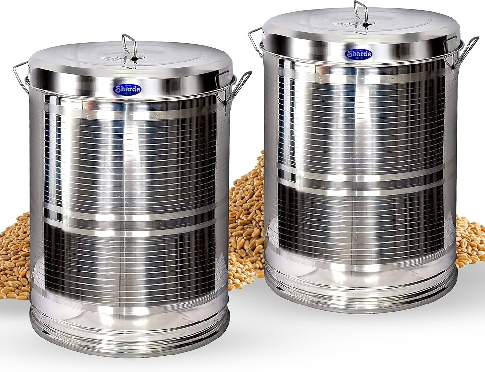 Round Steel Atta Drum 2pcs Set