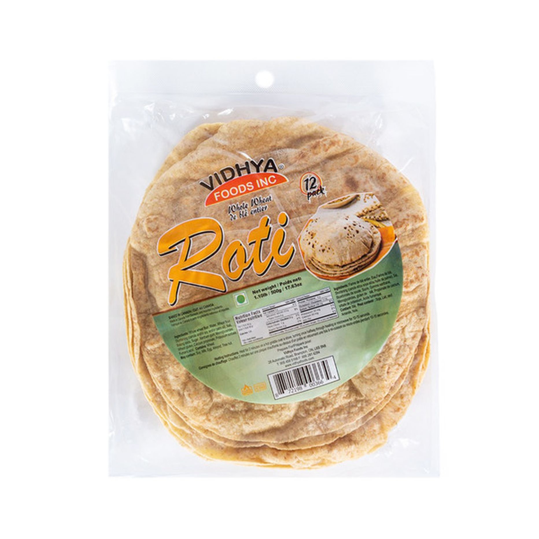 VIDHYA Whole Wheat Roti 12pack