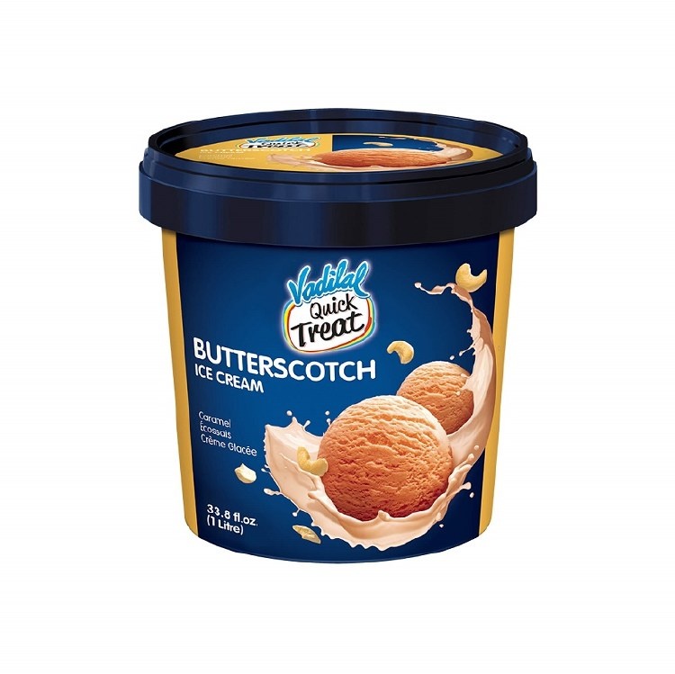 Vadilal No Sugar Added Butterscotch Ice Cream 1L