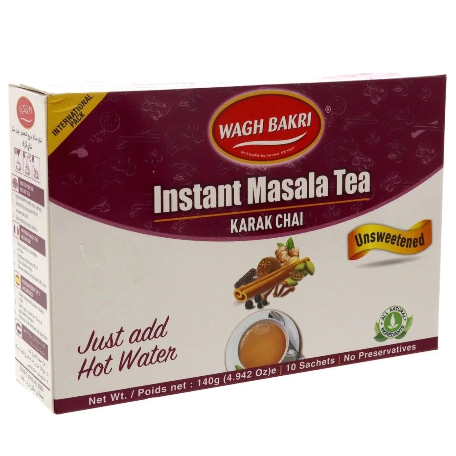 Wagh Bakri Masala Tea Unsweetened 140g